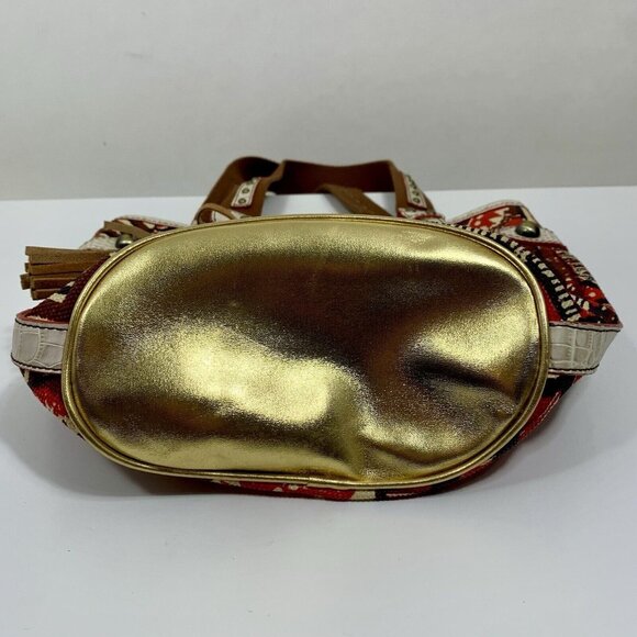 GUESS Women AFRICA Shoulder Hand Bag TOTE Tribal Print Colorful Moc Croc - Picture 4 of 11